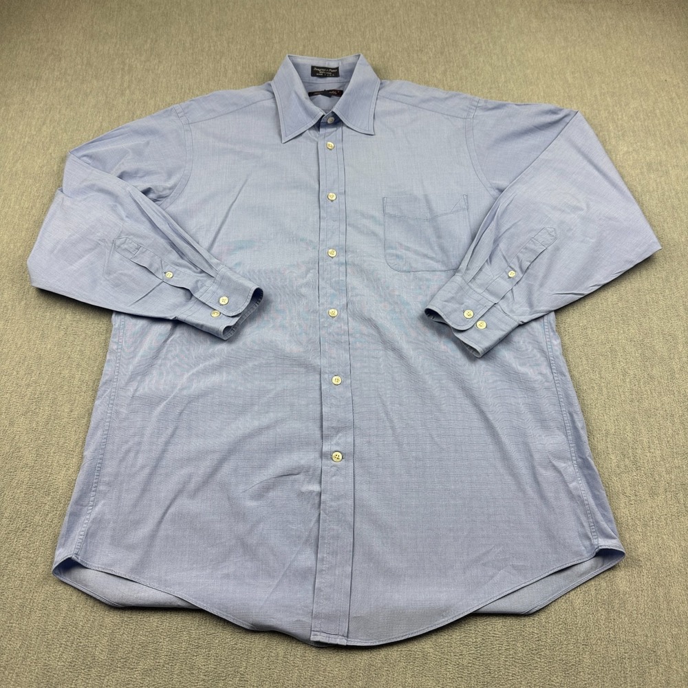 Faconnable‎ Shirt Mens 4 16R XL Blue Button Up Long Sleeve Cotton Made In USA